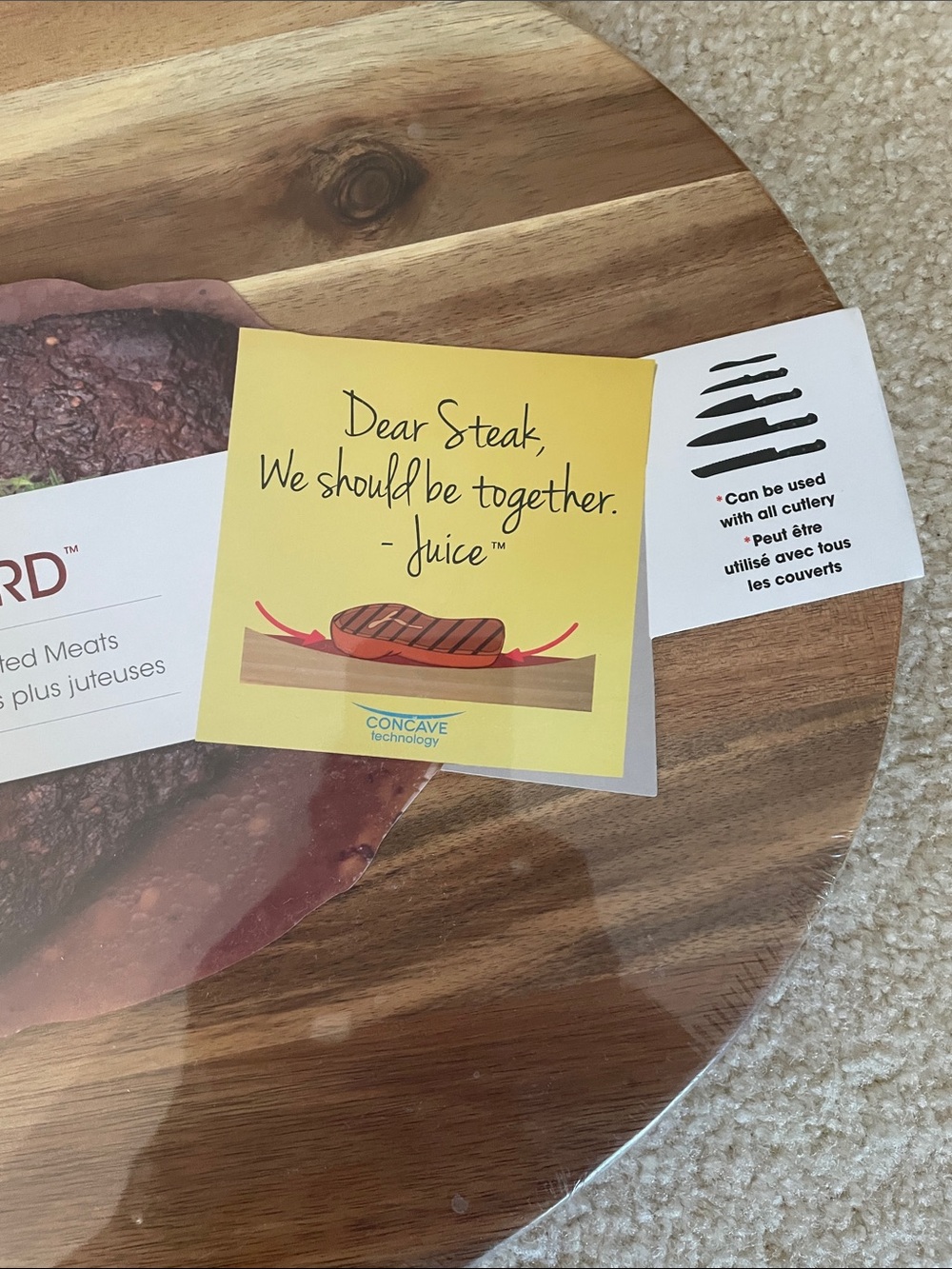 Architect Concave Acacia Cutting Board - Brown, Red, Yellow - Picture 3 of 6
